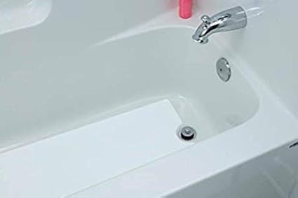 Peel and Stick Bathtub Mat - White Adhesive Vinyl Anti Slip with Drain Cut Out - Non Slip Shower Bath Mat - Extra Long Bathroom Accessory for Wet Area 16" X 40" - White