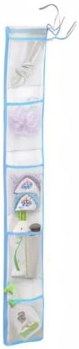ALYER Narrow Mesh Fabric Shower Caddy Organizer with Hanger,Hanging Mesh Pockets for Shampoo, Conditioner, Soap and Body Wash (Blue)