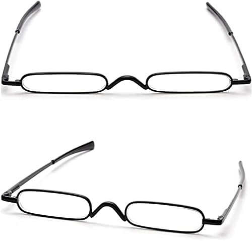 Viseng Slim Mini Metal Reading Glasses Compact Lightweight Portable Readers with Glasses Case for Reading Case,Black+Gray+3.0