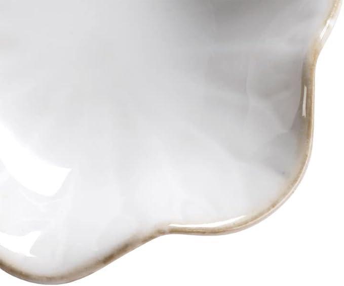 JAMEND CLXP Lotus Leaf Shape Ring Holder Dish, Small Key Bowl, Ceramic Trinket Tray Jewelry Dish Organizing Necklace Earrings for Mom Friend Sister, White. All Jewelries Are NOT Included.