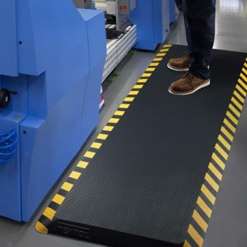 FEATOL Anti Fatigue Mat Industrial, Ergonomic Standing Floor Mat for Work for Stand -Safety Support for Leg & Back Pain(Yellow Border, 20" x 39", 2PC)
