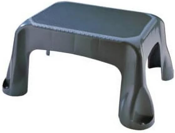 Heavy Duty Plastic Step Stool - 300lb Capacity, Non-Slip Textured Tread - Compact 1-Step Design for Kitchen, Bathroom & Garage - Stable Wide Base (Gray)