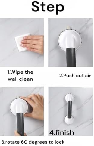 2Pack of 3Inch with Twist for Stronger ADA Shower Handles for Elderly Suction Shower Grab Bars for Seniors Handicap Safety Handrail for Bathtubs Safety Shower Grab Bars