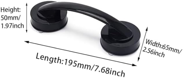 WANLIAN Powerful Suction Cup Glass Mirror Door Handle, Refrigerator Drawer Bathroom Suction Cup wall handrail, Bathtub Shower Handle Kitchen Drawer Cabinet Handle (Black)