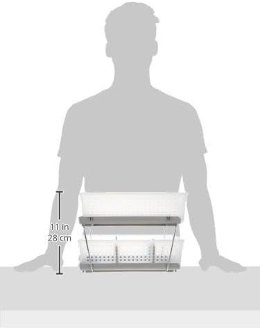 madesmart 2 Tier Bath Organizer,Undersink Storage with Sliding Drawers,for Cleaning Supplies, Pantry, Sponges,Bottles&Kitchen Essentials,Adjustable Dividers&Pull Out Sliding Baskets,Frost, (Pack of 2)