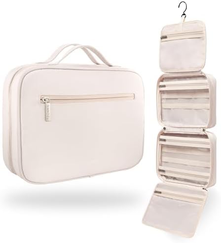 VANDEL Waterproof Hanging Toiletry Bag [TSA-Approved] Hanging Makeup Organizer Bag, Cosmetic Travel Bags for Women, Makeup Case Toiletries Organizer Hygiene Bathroom Shower Caddy - Sand