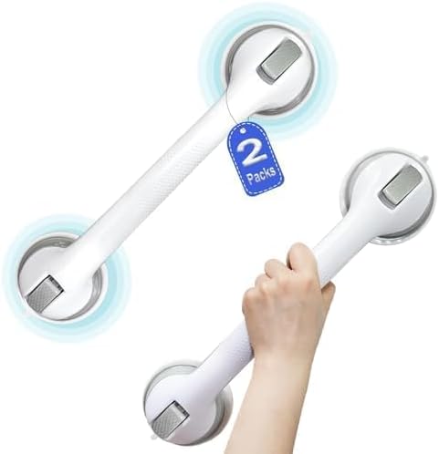 Grab Bars for Shower Handle Shower Grab Bars for Seniors Safety 2 Pcs 16.08 Inch Elderly Suction Cup Bathtubs and Showers Toilet Handles for Elderly Safety Walls Bathroom Tub Handles Hand Rail
