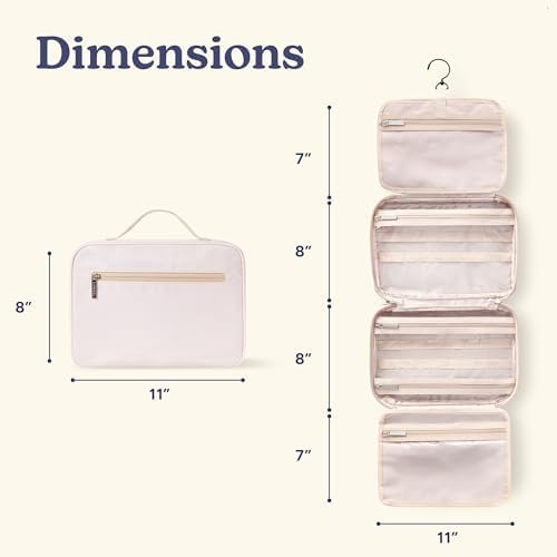 VANDEL Waterproof Hanging Toiletry Bag [TSA-Approved] Hanging Makeup Organizer Bag, Cosmetic Travel Bags for Women, Makeup Case Toiletries Organizer Hygiene Bathroom Shower Caddy - Sand