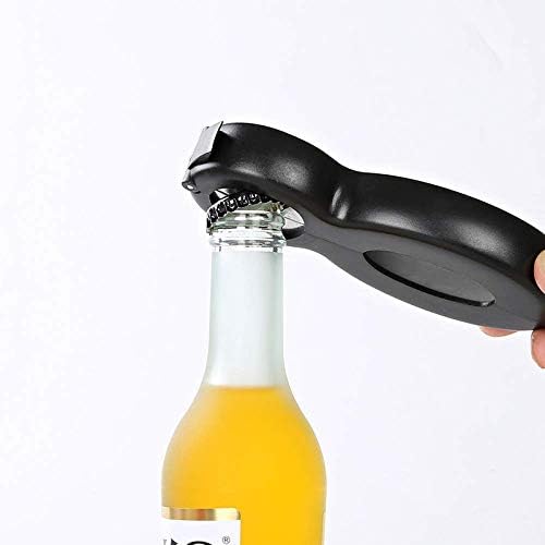 6 in 1 Multi Opener Jar Opener Bottle Can Opener Seal Soda Lid Twist Grips Non-slip Grip Easy Opern for Kid Kitchen Holiday Party (Gray + Black)