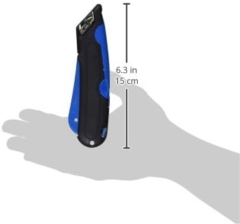 COSCO 091508 Easycut Cutter Knife w/Self-Retracting Safety-Tipped Blade, Black/Blue