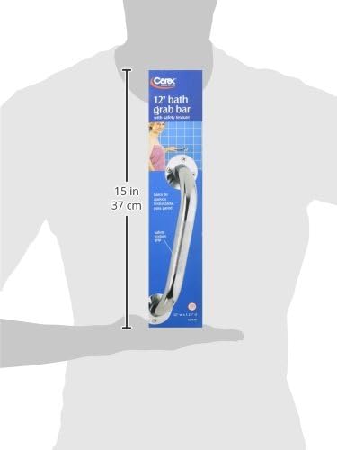 Carex Textured Grab Bars for Bathtubs and Showers -Grab Bars for Bathroom Safety - 12 inch Durable Stainless Steel Shower Handle Serves as Handicap GrabBar and Elderly Assistance Products (Pack of 6)
