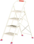 Foldable Step Ladder Stool - 600Lbs Heavy Duty Tall 4-Step Extension Ladder with Handrails for Home Adults, Ideal for Kitchen & Indoor Closet Use - Extendable Stepping Stool for Indoor Households