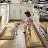 KIMODE Anti Fatigue Kitchen Mats for Floor, Farmhouse Kitchen Rugs Sets of 2, Cushioned Kitchen Floor Mats, Brown/Khaki Laundry Room Mat, Comfort Standing Mat for Sink Office Desk 17"x47"+17"x29"