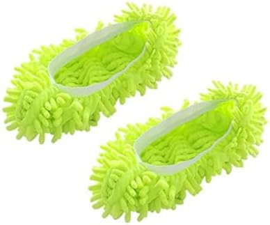 Mop Slippers,Mop Shoes,Dust Duster, Mop Socks for Women Men Kids Foot, Microfiber Reusable for House Office Bathroom Kitchen (Green,One Size)