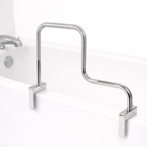 DMI Chrome Plated Adjustable Grab Bars for Bathtub and Showers for Seniors, Rust-Resistant Safety Rail with Textured Non-Slip Handle, 250 lb Capacity, Brackets Fit 3.3" - 5.8” Tub Walls