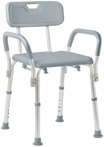 Medline Shower Chair with Backrest and Padded Armrests - 350 lb. capacity, Bath Bench, Seat, Stool for Independent Adult, Seniors, Elderly & Disabled Patients