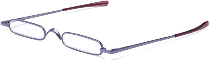 Viseng Slim Mini Metal Reading Glasses Compact Lightweight Portable Readers with Glasses Case for Reading Case,Gold+Purple+Red+3.5