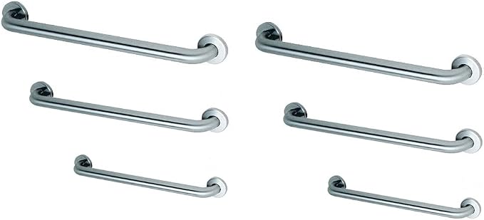 Commercial Grab Bar Bundle for Commercial and Residential Restrooms- 1.5" Diameter - 18", 36", 42" - ADA Compliance - Pack of 6