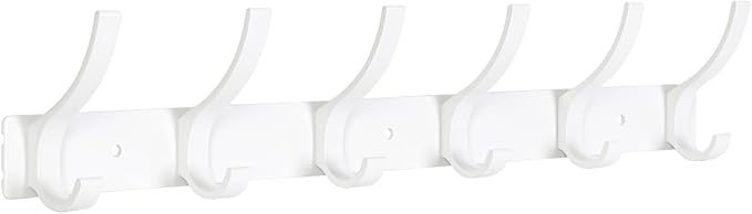 Optish Coat Rack Wall Mount, Coat Hook Wall Mount, Wall Hooks for Hanging, Hat Rack for Walls, Coats Hanger with 12 Hook, Towel Hooks for Bathrooms (1 Pack, White)