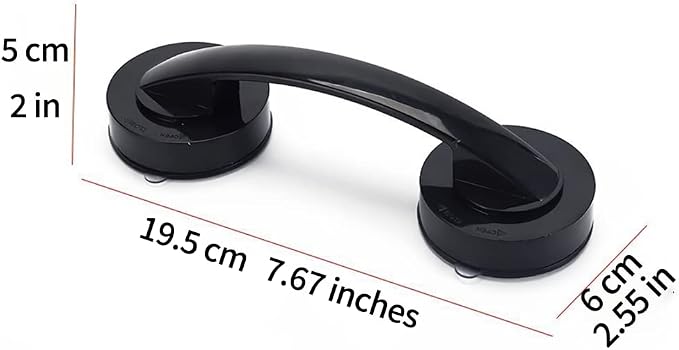 Glass Door and Window Handle, Suction Cup Bathroom Sliding Doors Handles, Non-Porous Handles Shower Grab Bars, Cabinets and Wardrobes Non-Marking Handle (Black)