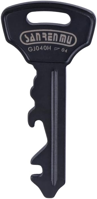 Sanrenmu Keychain GJ040 Pry BarMulti Tool with Bottle Opener Screwdriver Wheel Spoke Wrench Function Stainless Steel Small Keychain (Black)