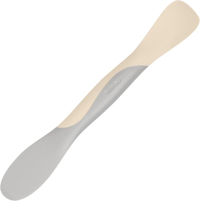 Tovolo Scoop and Spread Large Dual End Silicone Sandwich Spreader Tool with Nylon Handle, BPA Free Dishwasher Safe Silicone and Nylon Tool for Spreading and Scooping, Oatmeal and Oyster Gray