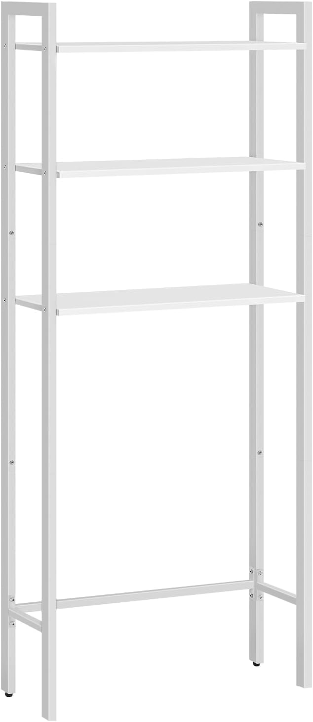 HOOBRO Over The Toilet Storage, 3-Tier Bathroom Organizer Shelf Over Toilet, Freestanding Bathroom Storage Shelves, Space Saver, Easy to Assemble for Room, White WT41TS01