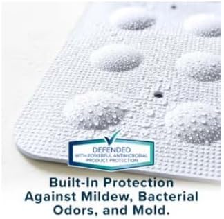 SlipX Solutions Square Natural Rubber Shower Stall Mat, 21” x 21”, Mildew Resistant, Non Slip Safety, Antimicrobial Product Protection, 140 Power Grip Suction Cups, Center Drain Hole, White