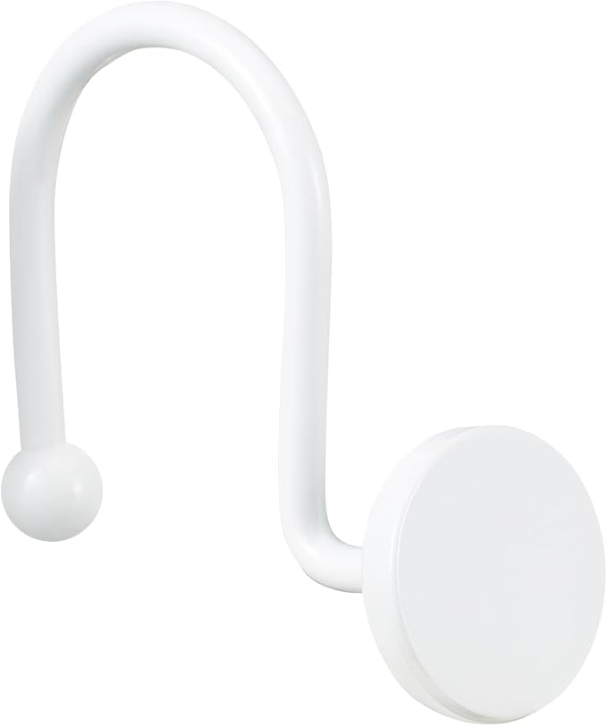 CHICTIE White Shower Curtain Hooks, Rustproof Shower Curtain Rings for Bathroom, Metal Shower Hooks for Shower Curtain Rod, Modern Decorative Shower Curtain Hangers Set of 12, Round Heavy Duty Design