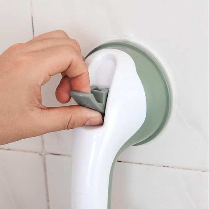 HONEYSEW 2 Pack Grab Bars for Bathtubs and Showers Suction Cup Grab Bar, Heavy Duty Shower Handle Removable Bath Handrails for Seniors and Elderly, Bathroom Safety Grip No Drilling Waterproof (Gray)