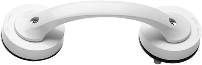 jojofuny 8.07 Inch Portable Suction Shower Grab Bar with Locking Suction Cups for Bathroom Safety and Support Handles for Seniors on Smooth Tiles and Glass