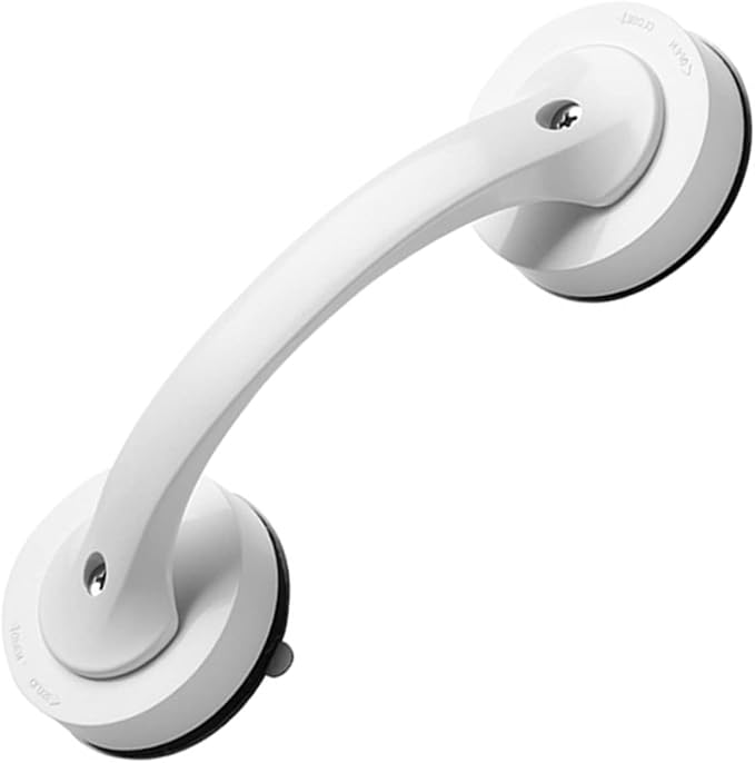 jojofuny 8.07 Inch Portable Suction Shower Grab Bar with Locking Suction Cups for Bathroom Safety and Support Handles for Seniors on Smooth Tiles and Glass
