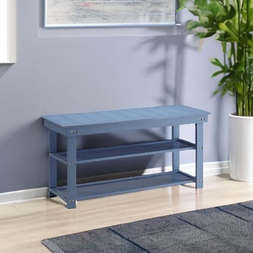 Convenience Concepts Oxford Utility Mudroom Bench, Blue