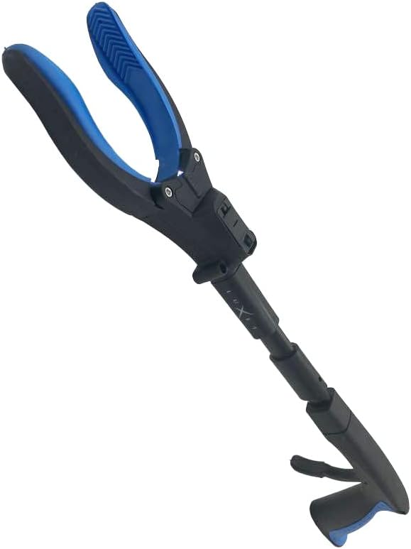 Grabber Reacher Tool 19" Aluminum Magnetic Claw with LED Light, Reacher Grabber Pickup Tool, Foldable Gripper Grabbers for Elderly Grab it Reaching Tool, Trash Grabbers Pickers, Blue, By Luxet 2-Pack