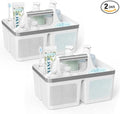 BYUNER 2Pack Shower Caddy Dorm: Portable Bathroom Caddy Organizer with Handle and Holes, Plastic Cleaning Caddy, Hard Shower Basket Storage Tote for Toiletry, College Dorm Room Essentials White/Silver
