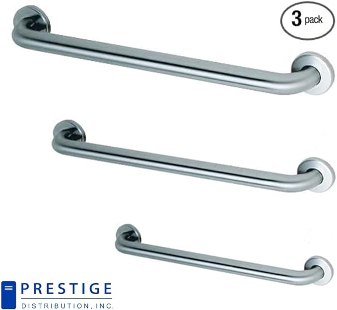 Commercial Grab Bar Bundle for Commercial Restrooms - ADA Compliance - 1.5" Diameter - 18", 36", 42" - Pack of 3