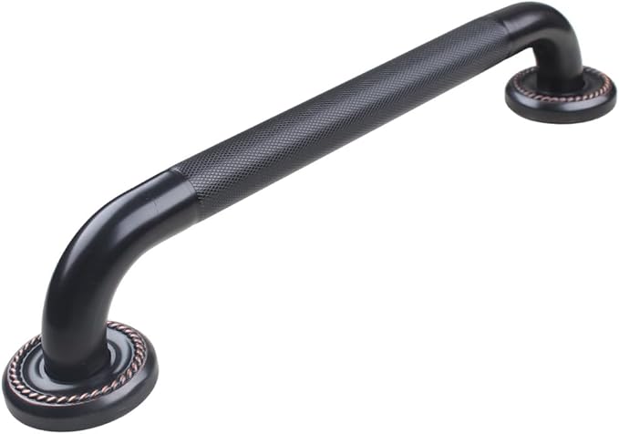 18-inch Textured Grab Bar for Bathtub and Shower, Oil Rubbed Bronze Finish, 1.25-Inch Diameter, Bathroom Toilet Saftey Hand Rail, Wall-Mounted, Great for Towel Holder/Stair Handrail