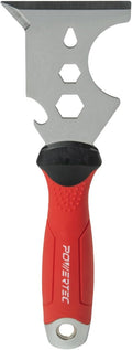 POWERTEC 9-in-1 Painter's Tool w/ 3 Inch Stainless Steel Putty Knife | Straight Scraper, Grout Remover, Roller Cleaning, Can Opener, Bottle Opener, Nail Puller, Screwdriver, 3/8" & 1/4" Wrench (72067)
