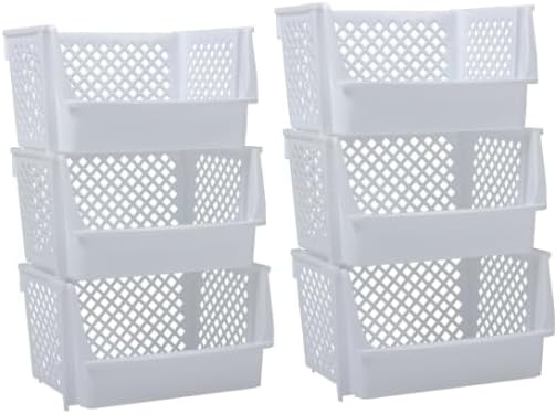 TidyFriend 6 Pack XLarge Stackable Storage Bins Open Front for Pantry Organizers and Storage, Pantry Storage for Food, Kitchen and Home Organization, Plastic Storage Bins, Dorm Room Essentials (White)