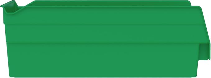 Akro-Mils 30130 Plastic Shelf Bins, Heavy Duty Storage Bins for Garage, Closet, and Drawer Organization, 12" x 6-1/2" x 4", Green, 12-Pack