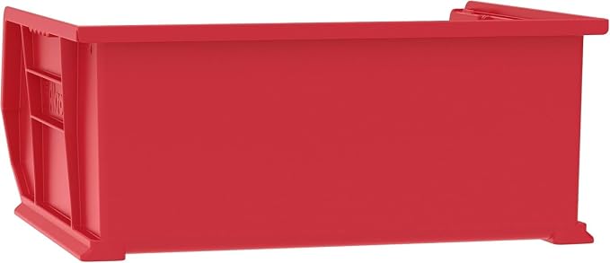 Akro-Mils 30250 AkroBins Plastic Storage Bins, Space-Saving Stackable Bins for Garage, Pantry, Craft Organization, 15" x 16" x 7", Red, 6-Pack