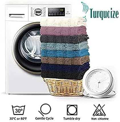 Turquoize Chenille Bathroom Rugs Set Non-Slip Bath Mats Extra Soft and Absorbent Shaggy for Floor Indoor Mat Kitchen/Entryway (20" x 32" and 17" x 24"), Fog