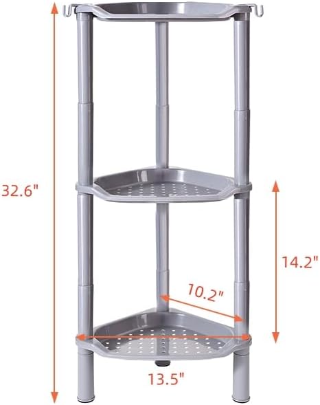 3 Tier Shower Caddy Corner,Plastic Shower Shelf Organizer for Inside Bathroom, Bathtub, Shower Pan, 13.5 x 10 x 26 Inches,Grey(Round Slot Grey 3 Tier)
