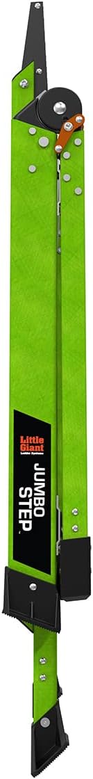 Little Giant Jumbo Step 3-Step Foldable 3-Ft Fiberglass Stool, Non-Conductive, Hi-Viz Green Rails, Extra-Wide Stair-Like Treads, Rotating Handrail, 375 lb. Type IAA, 11933