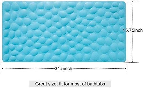Non-Slip Bathtub Mat OTHWAY Soft Rubber Bathroom Bathmat with Strong Suction Cups (Blue)