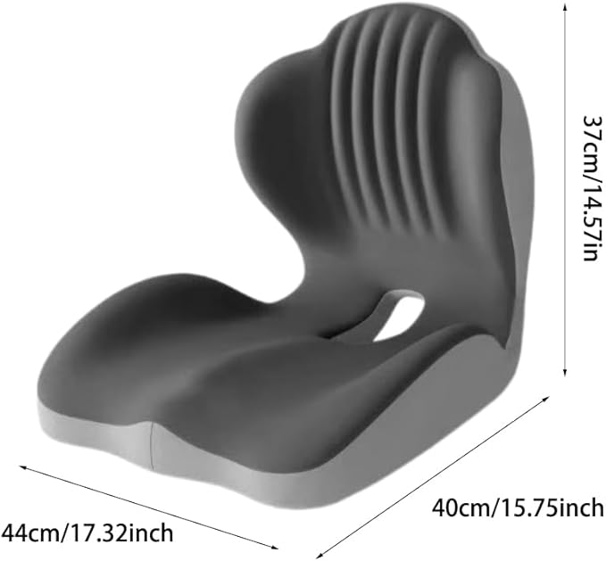 SakerPlus Ergonomic Seat Cushion Ergonomic Memory Foam Seat Cushion, L-Shaped Office Chair Cushion & Car Seat Cushion for Long Sitting, Lower Back Support Pillow for Office, Home, Driving (Black)