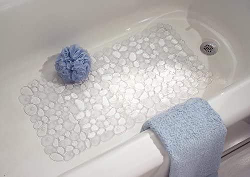 Pebble Non-Slip Suction Bath Mat for Shower, Bathtub - Clear