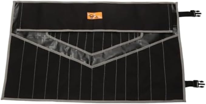 BULL TOOLS 28 Pockets Hand Crafted Heavy Weight Water Proof 18 Oz. Ballistic Polyester Oxford Canvas Metric & SAE Wrenches and Tools Bag Organizer Roll Up Pouch - Black - (Tools are not Included)
