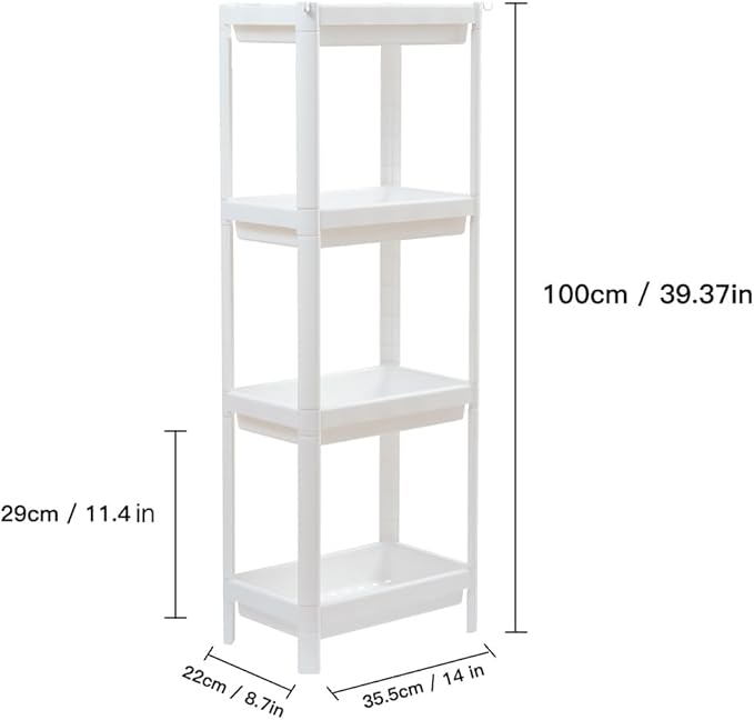 HIEEY 4 Tier Bathroom Shelf,Bathroom Rack, Shelves Organizer, for Bathroom Laundry Pantry Kitchen Narrow Places