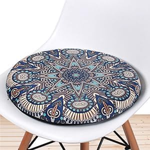 Sigmat Memory Foam Seat Cushion Anti-Slip Soft Round Stool Cushion Chair Pad 15 Inch Geometric